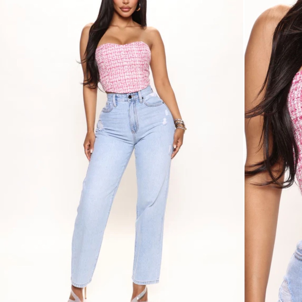 Fashion Nova Pink and White Tweed Bustier - Picture 8 of 8